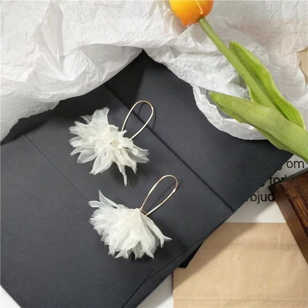 White lace floral earrings